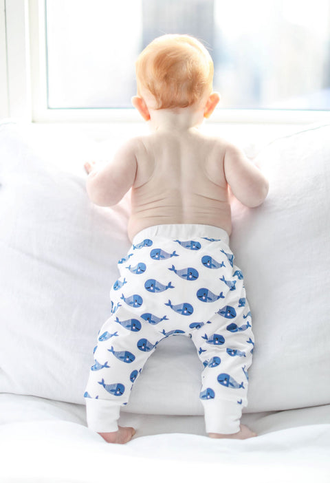 Boo Boo Harem Pants Baby Pants - Blue Whale