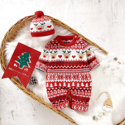 Baby Rompers with Christmas Pattern for Newborns