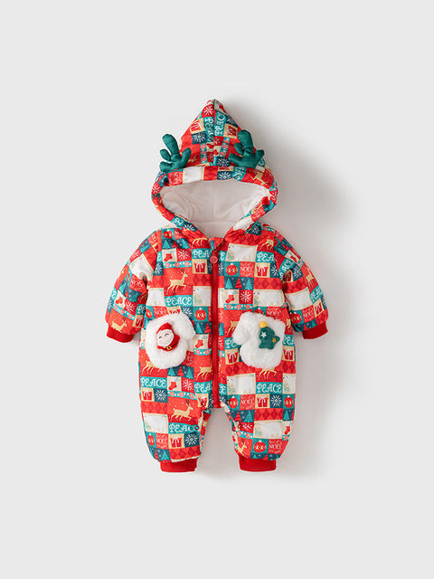 Winter overall for babies with Christmas design