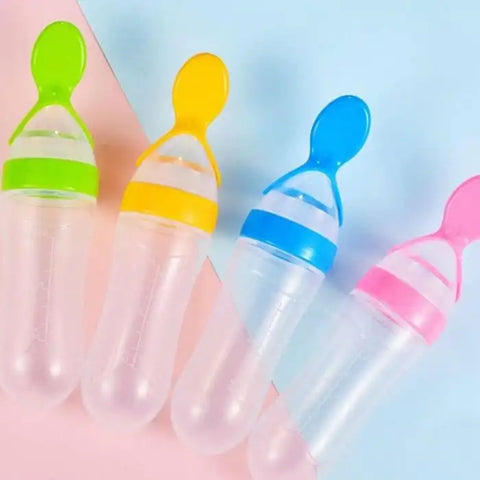 Silikon-Babyflasche mit Löffel