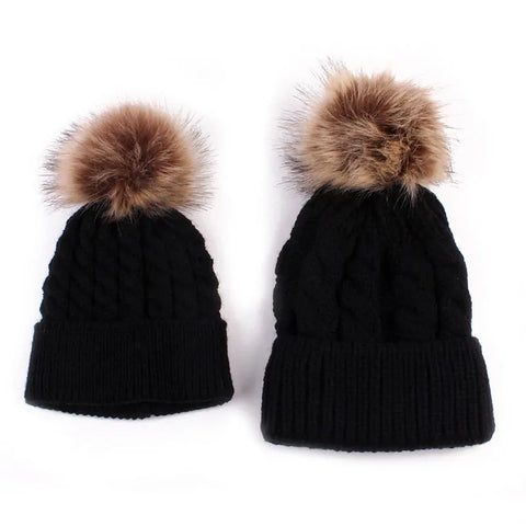 winter hat for mother and baby