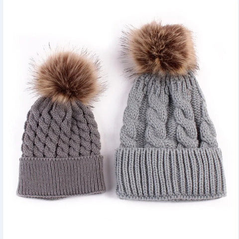 winter hat for mother and baby