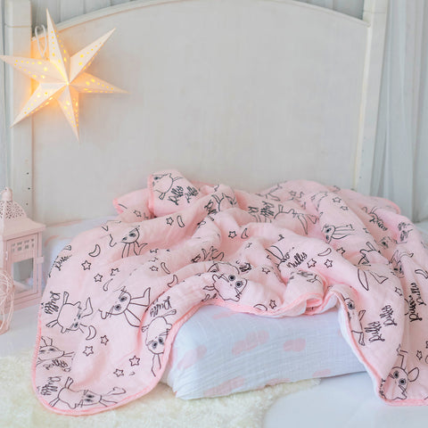 Milk&Moo  Chancin Musselin Flauschige Babydecke, 90x110cm Pink