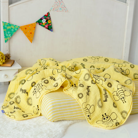 Milk&Moo Buzzy Bee Musselin Flauschige Babydecke 90x110cm