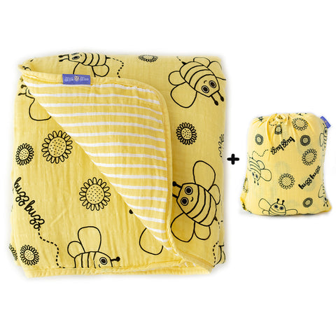 Milk&Moo Buzzy Bee Musselin Flauschige Babydecke 90x110cm