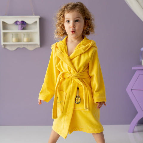Milk&amp;Moo Buzzy Bee Children's Velvet Bathrobe with Hood