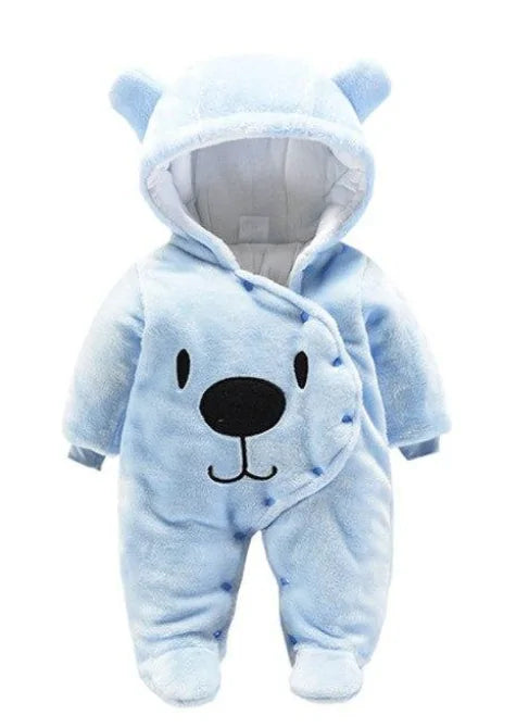 Overall with hood and bear motif for babies