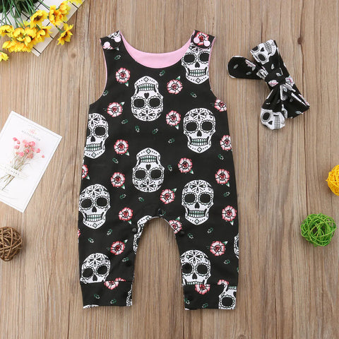baby romper with skull motif
