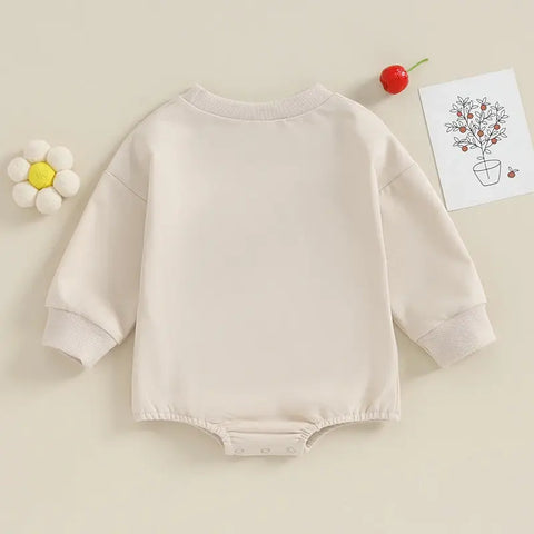 Matching rompers and sweater outfits for sisters with Sister Logo and long sleeves