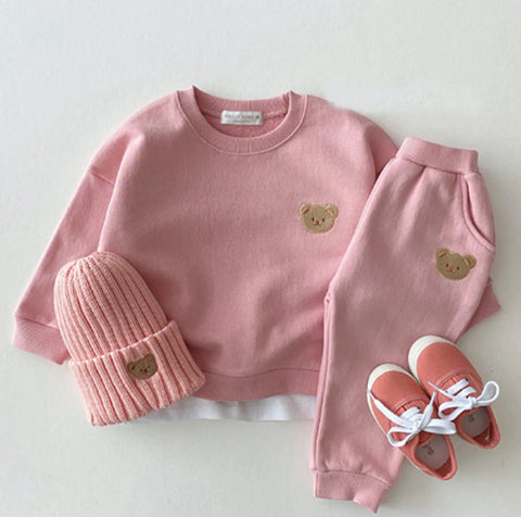 Baby Langarm Bär Sweatshirt Süße Lavendel Baumwolle