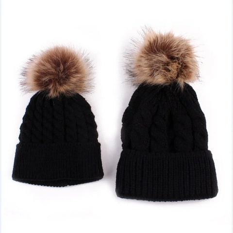 winter hat for mother and baby