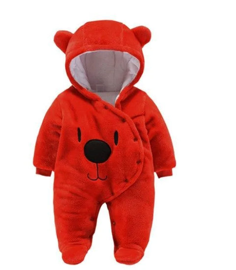 Overall with hood and bear motif for babies