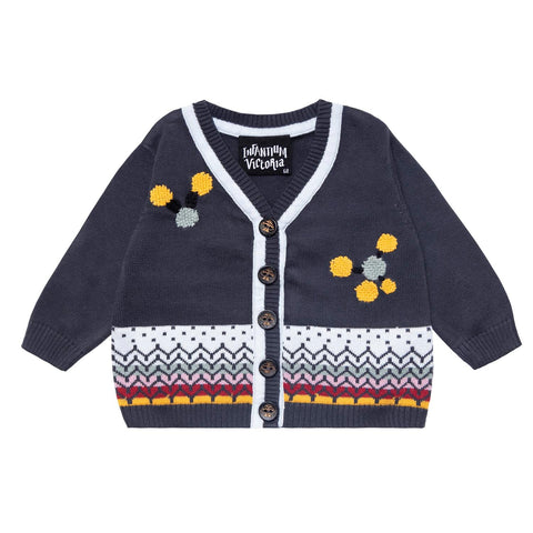 Grey Baby Cardigan with Hand Embroidery-0