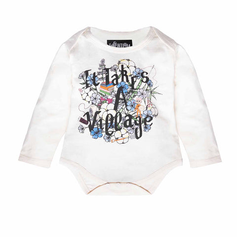 White Baby Onesie with Print-0