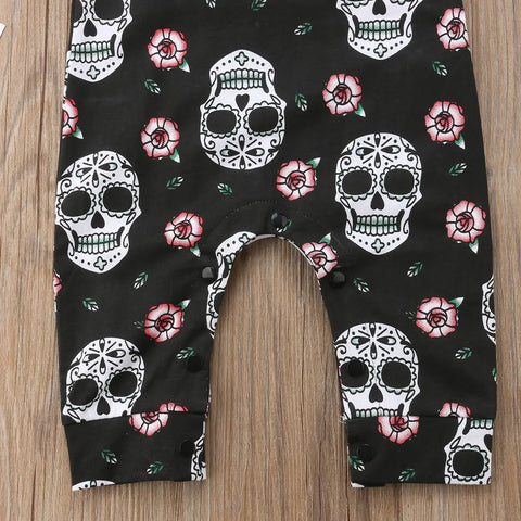 baby romper with skull motif