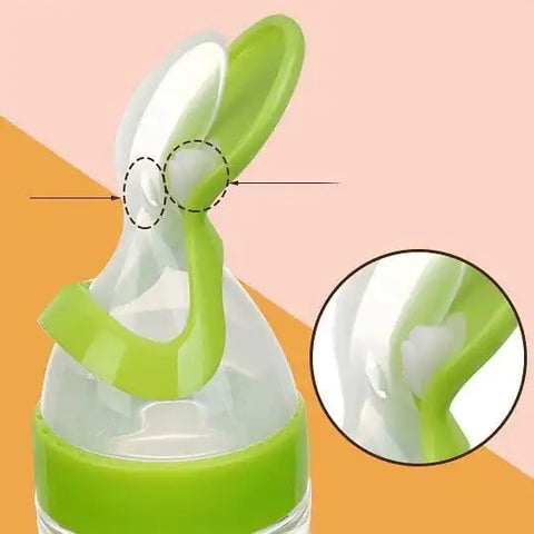 Silikon-Babyflasche mit Löffel
