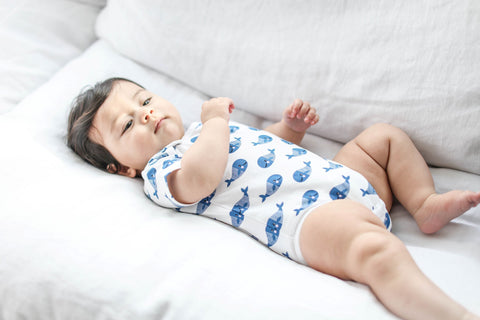 Elegant Short Sleeve Bodysuit + Bib - Blue Whale