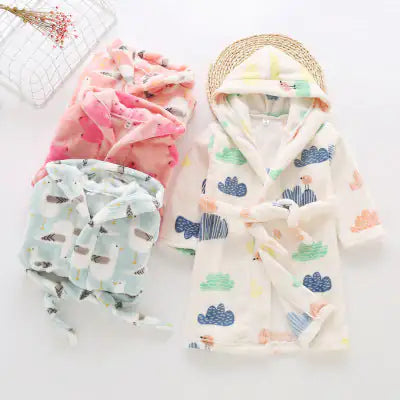 Flannel bathrobes for babies - children