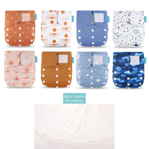 8-piece Happy Flute New OS Pocket adjustable diaper set