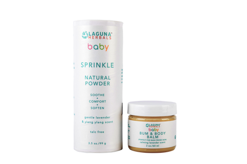 Laguna Herbals Set mit Bio-Feuchtigkeitscreme und Babypuder (talkfrei) für Babys.
