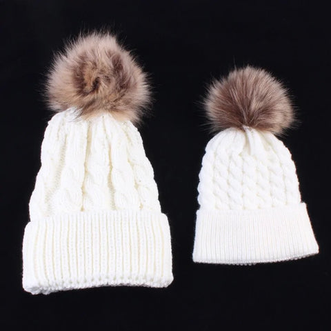 winter hat for mother and baby