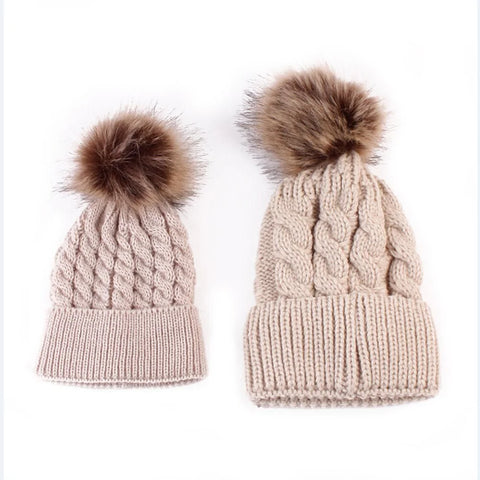 winter hat for mother and baby