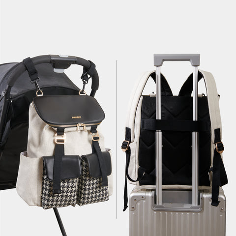 diaper backpack with houndstooth pattern