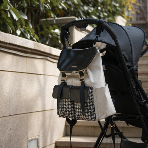 diaper backpack with houndstooth pattern