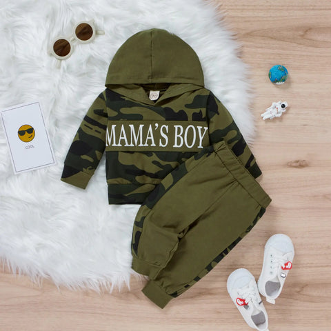 2 Piece Fall Clothing Set, Long Sleeve, Letter Print, Hooded Top and Pants