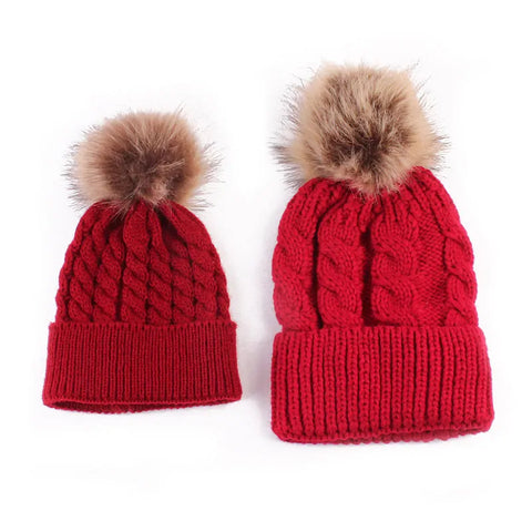 winter hat for mother and baby