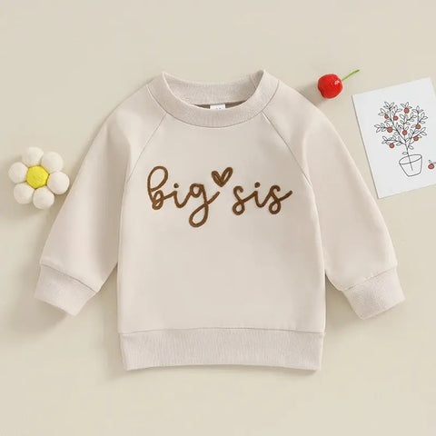 Matching rompers and sweater outfits for sisters with Sister Logo and long sleeves