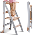 Holz Lernleiter Montessori: Hocker für Kinder - Grau-0