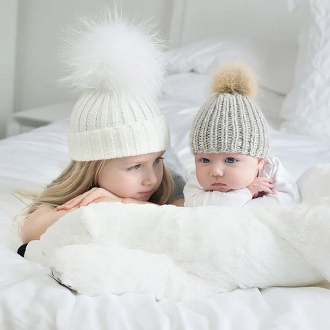 winter hat for mother and baby
