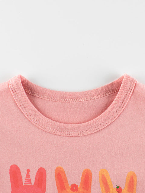 Autumn New Arrival Kids Girls Animals Cartoon and Letters Print Crew Neck Long Sleeves Pullover Sweatshirt-1