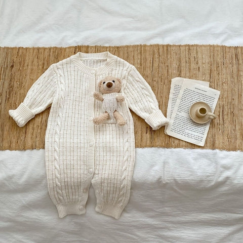 Baby Unisex Solid Sweater with Long Sleeve for Autumn