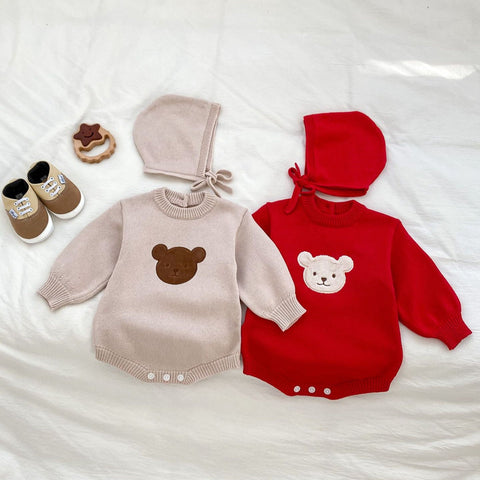 Baby Schlafanzug - Unisex mit Teddybär Design und lange Ärmel