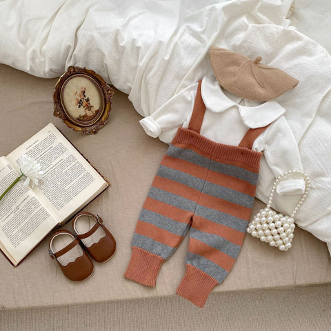 Herbst Neugeborenen Gestreiften Overalls Combo Blusen und Hosen Sets