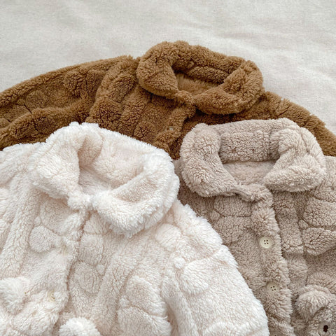 Baby Little Bear Plush Cardigan Combo with Long Pants Winter