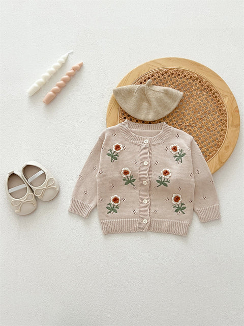 Baby - Kids Girls Sweater with Flowers