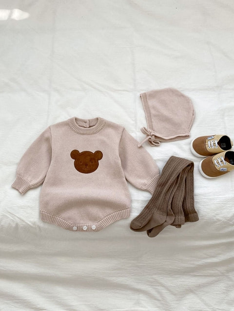 Baby Schlafanzug - Unisex mit Teddybär Design und lange Ärmel