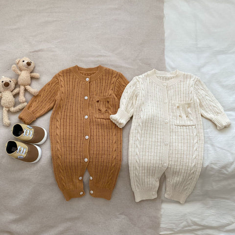 Baby Unisex Solid Sweater with Long Sleeve for Autumn