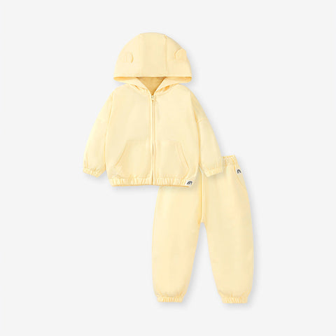 Spring And Autumn Girls Tracksuit Solid Yellow