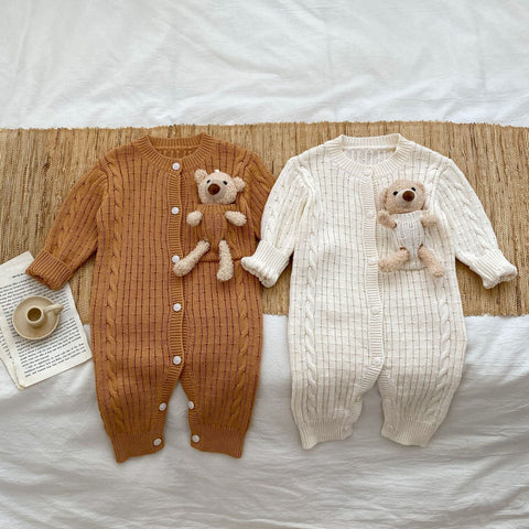 Baby Unisex Solid Sweater with Long Sleeve for Autumn