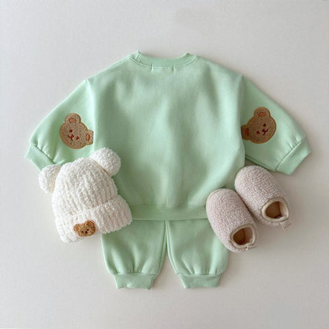 Baby - Kids Unisex Casual with Teddy Bear Pattern and Long Sleeves