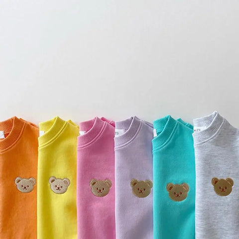 Baby Long Sleeve Bear Sweatshirt Cute Lavender Cotton