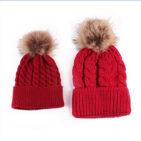 winter hat for mother and baby