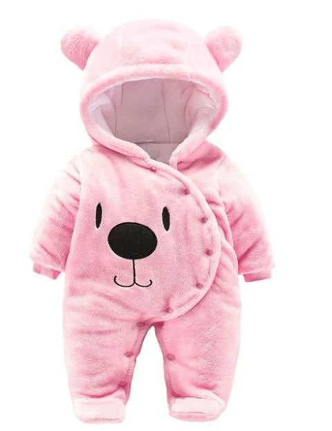 Overall with hood and bear motif for babies