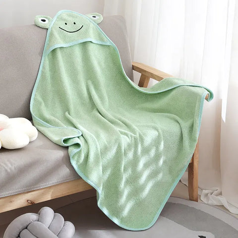 Microfiber baby bath towel with cartoon motif