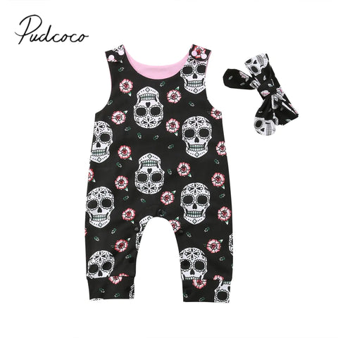 baby romper with skull motif